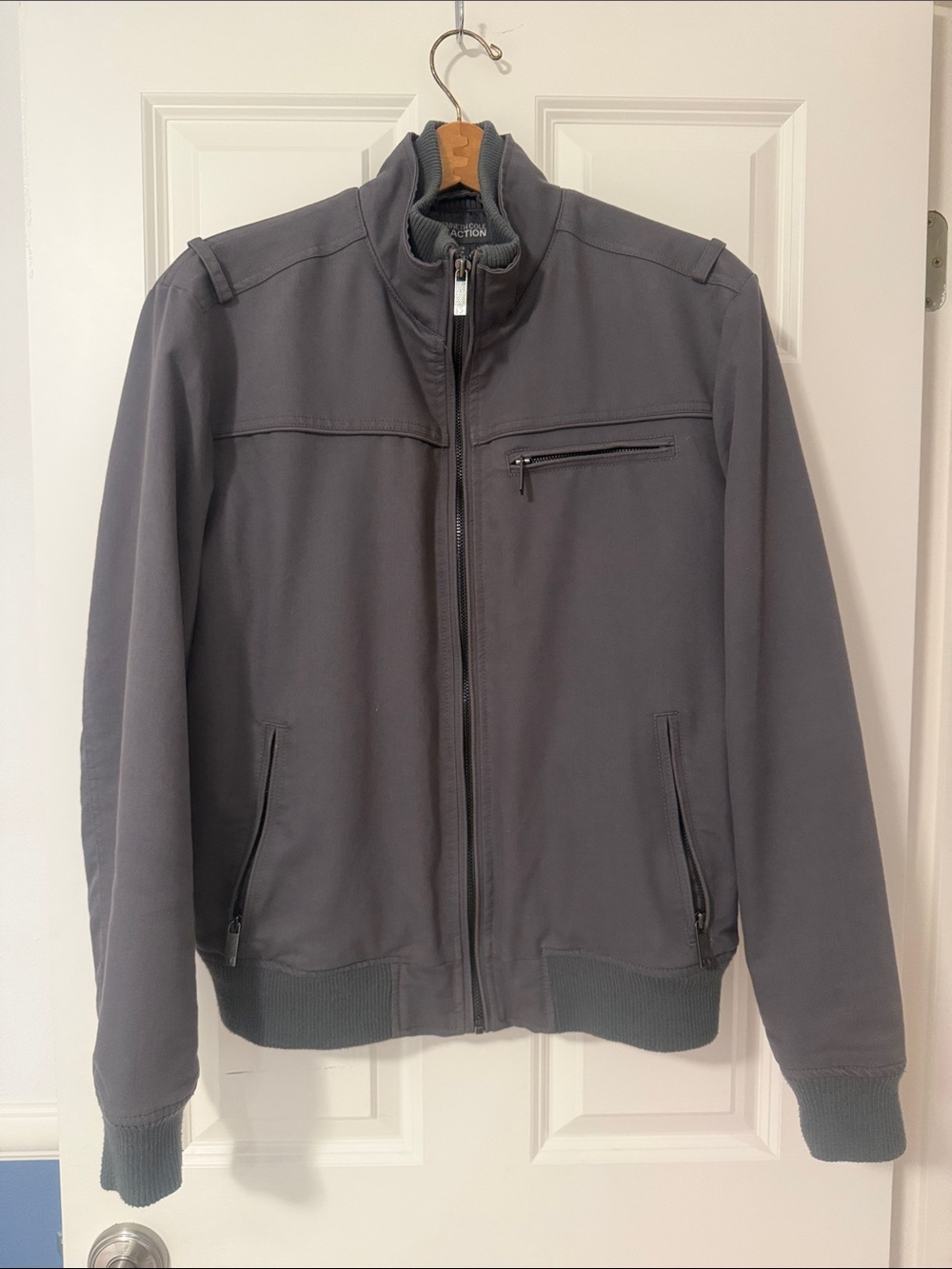 Kenneth Cole Reaction Men's Charcoal Gray Bomber Jacket size Large